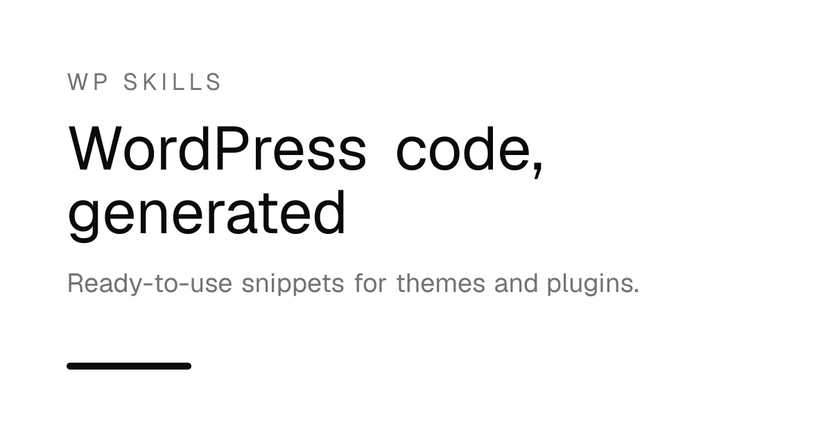 WordPress Widget Generator - WP Skills